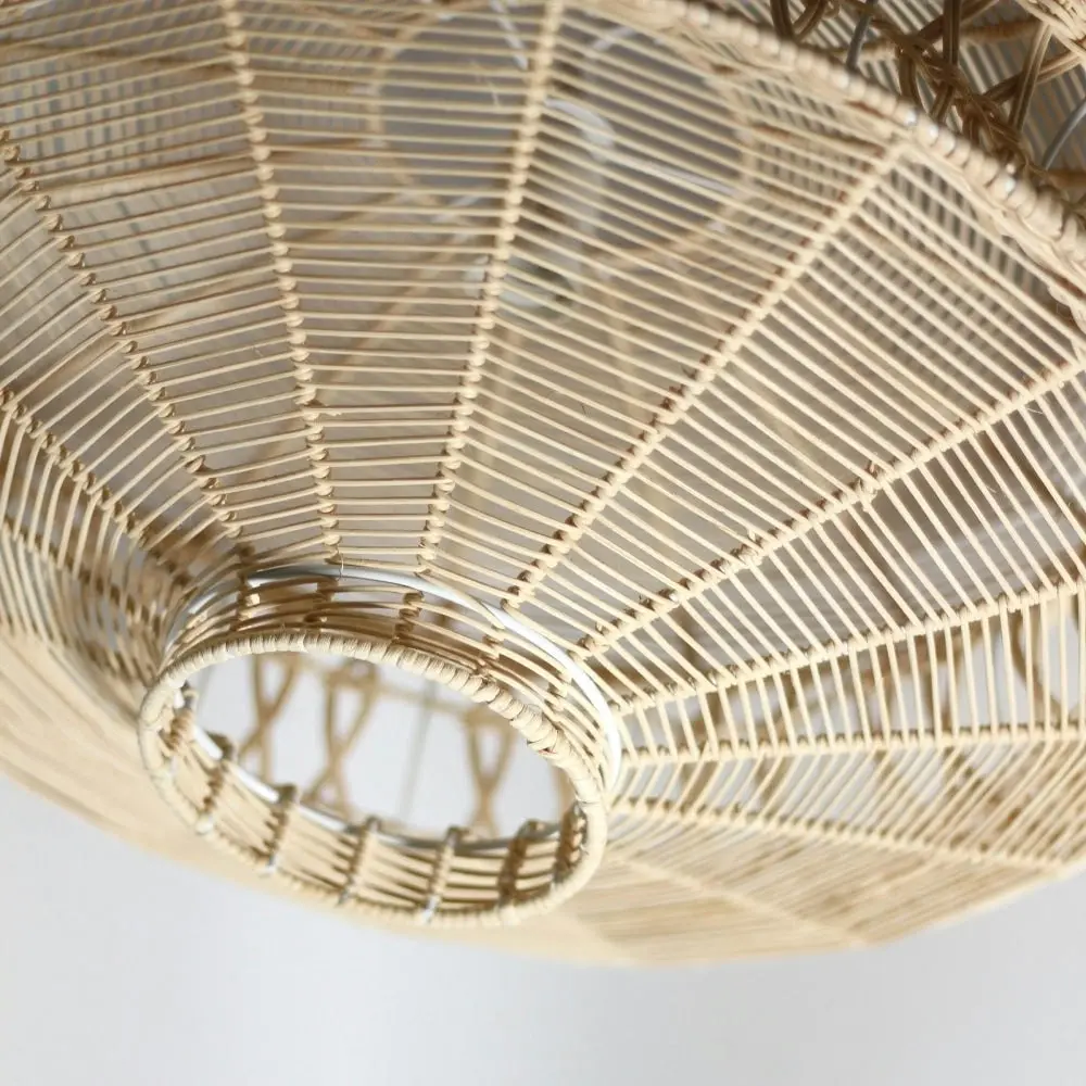 Klemens Cylindrical Disc Rattan Pendant Lamp Light Natural