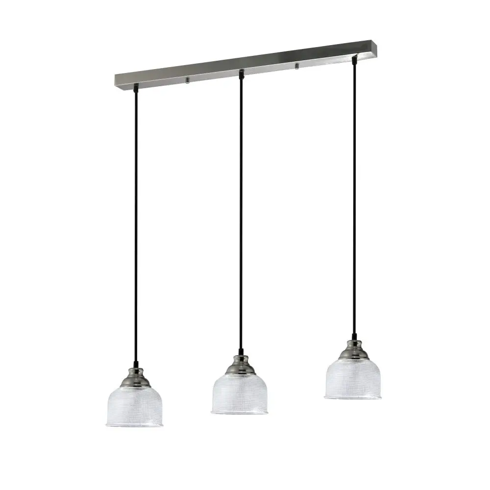 Nirvana 3-Lights Modern Glass Shade Pendant Lamp Light Satin Chrome