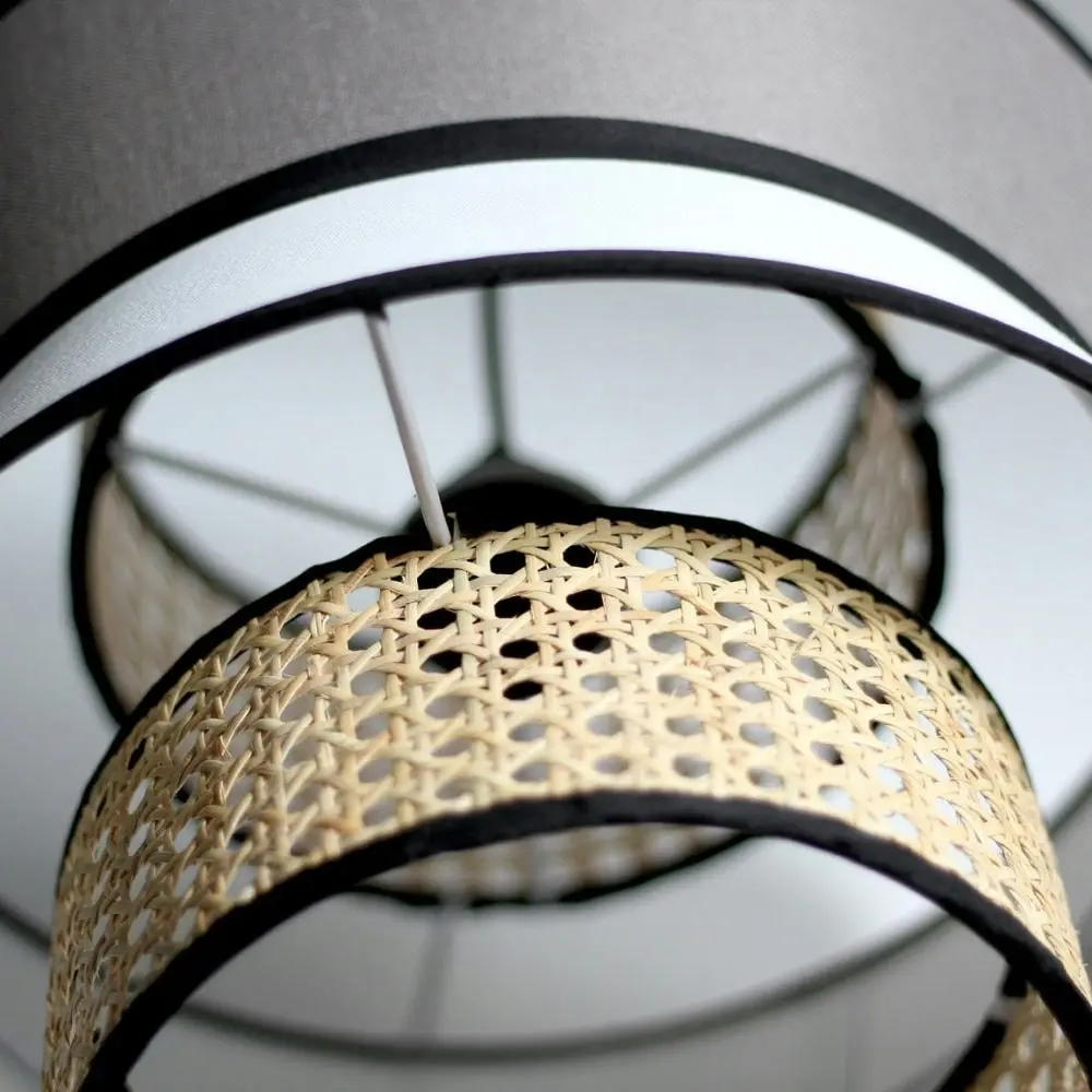 Capriccio Rattan Modern Elegant Pendant Lamp Ceiling Light - Grey & Natural