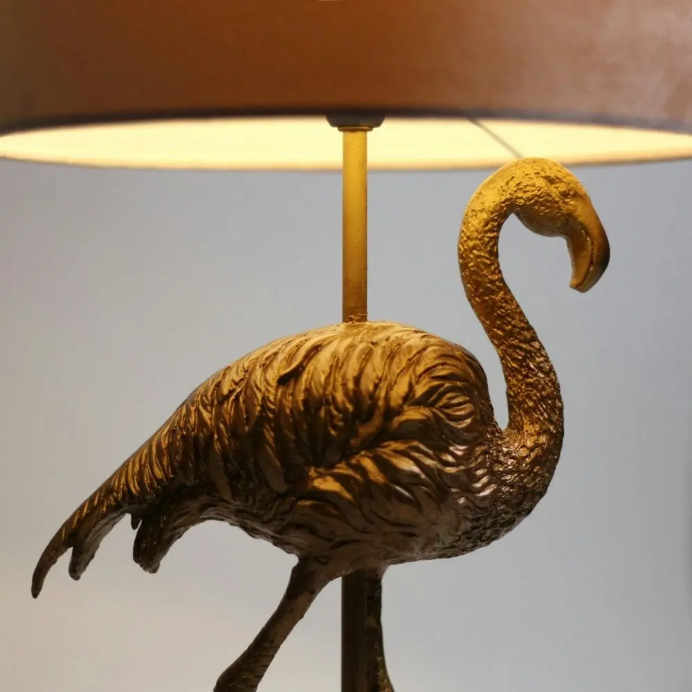 Flamingo Standing Modern Elegant Table Lamp Desk Light - Gold & Pink