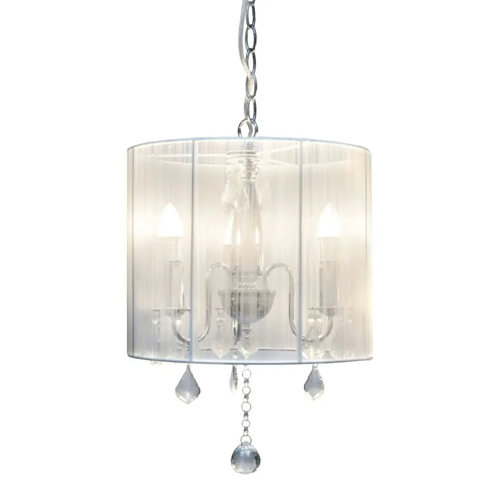 Venice Crystal Chandelier Pendant Light - Chrome / White