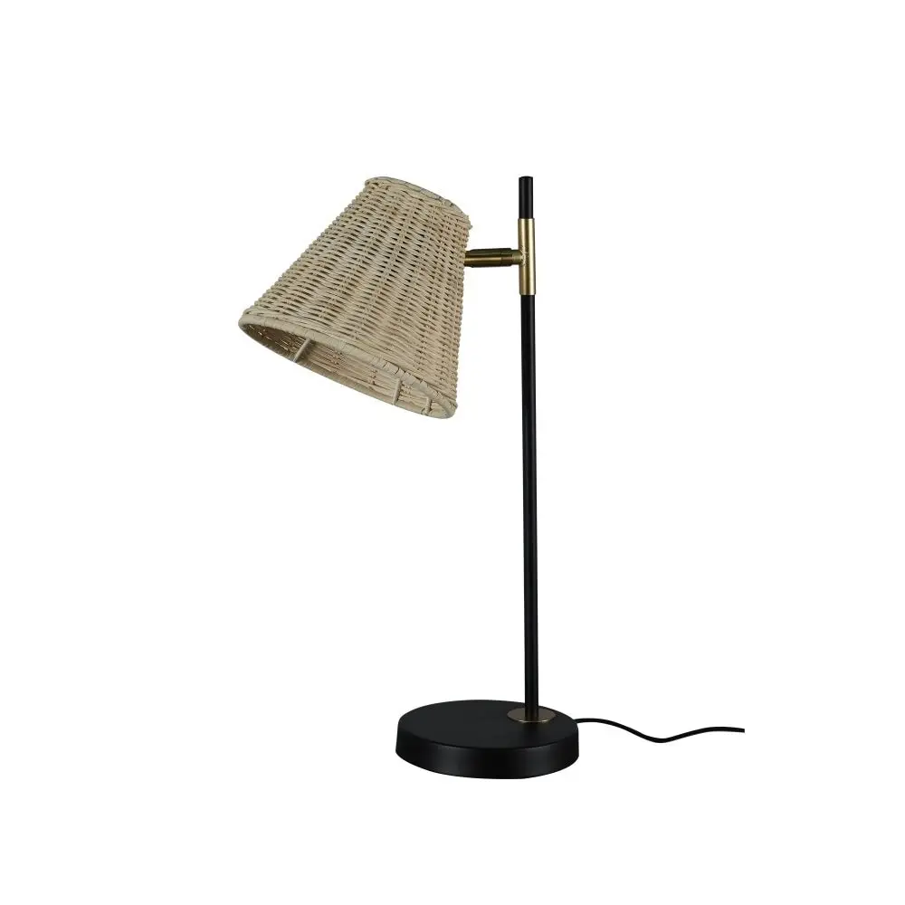 Lisa Classic Woven Rattan Shade Table Lamp Light Black Natural