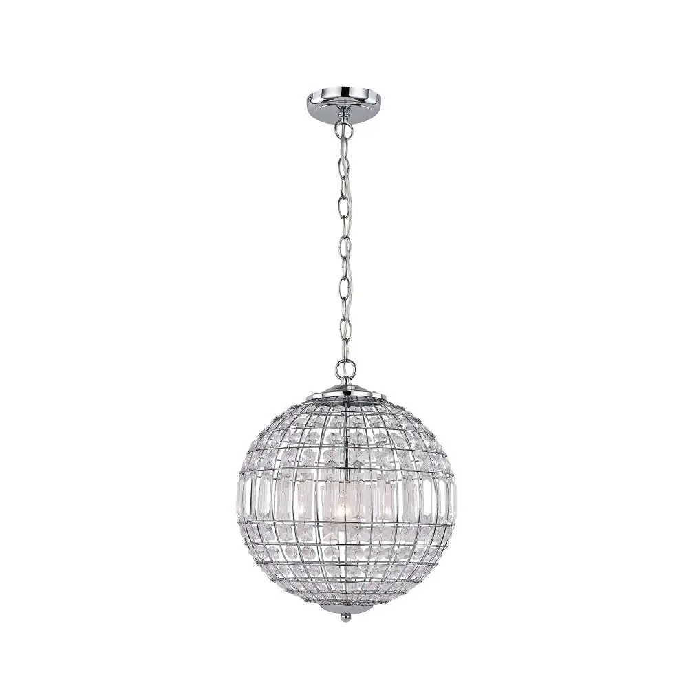 Kamala Glass Drop Modern Pendant Lamp Light Small Chrome Clear