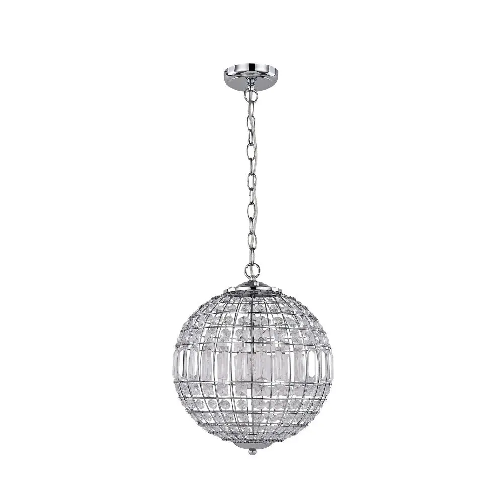 Kamala Glass Drop Modern Pendant Lamp Light Small Chrome Clear