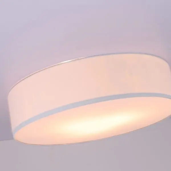 Apollo 3LT Round Ceiling Light Fabric Shade - White