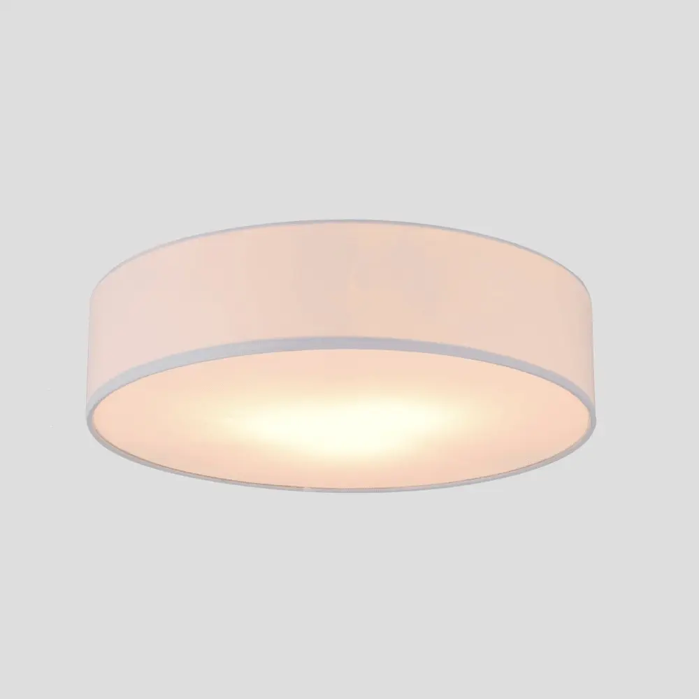 Apollo 3LT Round Ceiling Light Fabric Shade - White