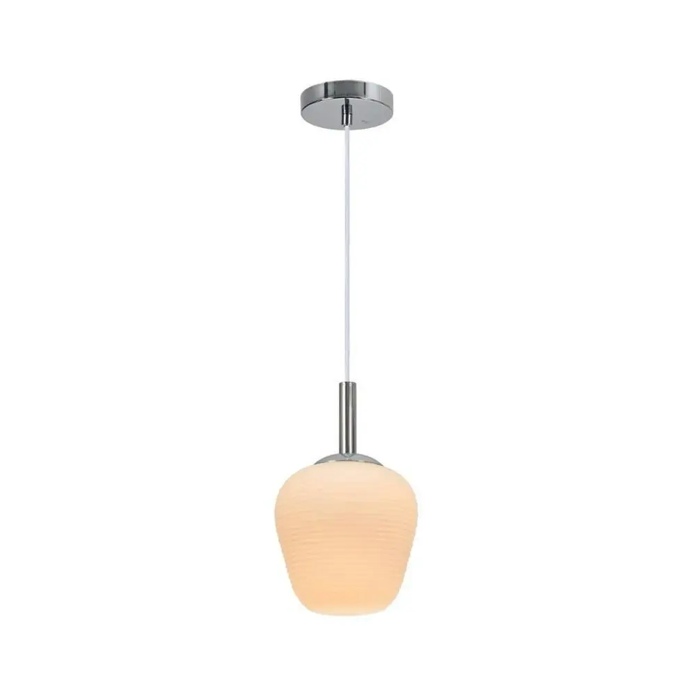 Lydia Glass Modern Elegant Pendant Lamp Ceiling Light - Chrome