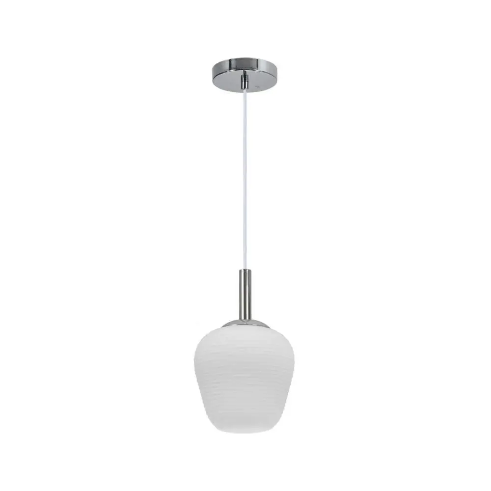 Lydia Glass Modern Elegant Pendant Lamp Ceiling Light - Chrome