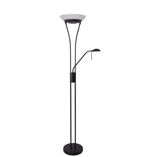 Fareeda Mother & Child LED Standing Floor Lamp Metal Base Glass Shade - Black