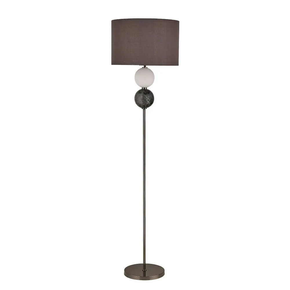 Angie Modern Fabric Shade Orbs Design Metal Floor Lamp Light Pewter