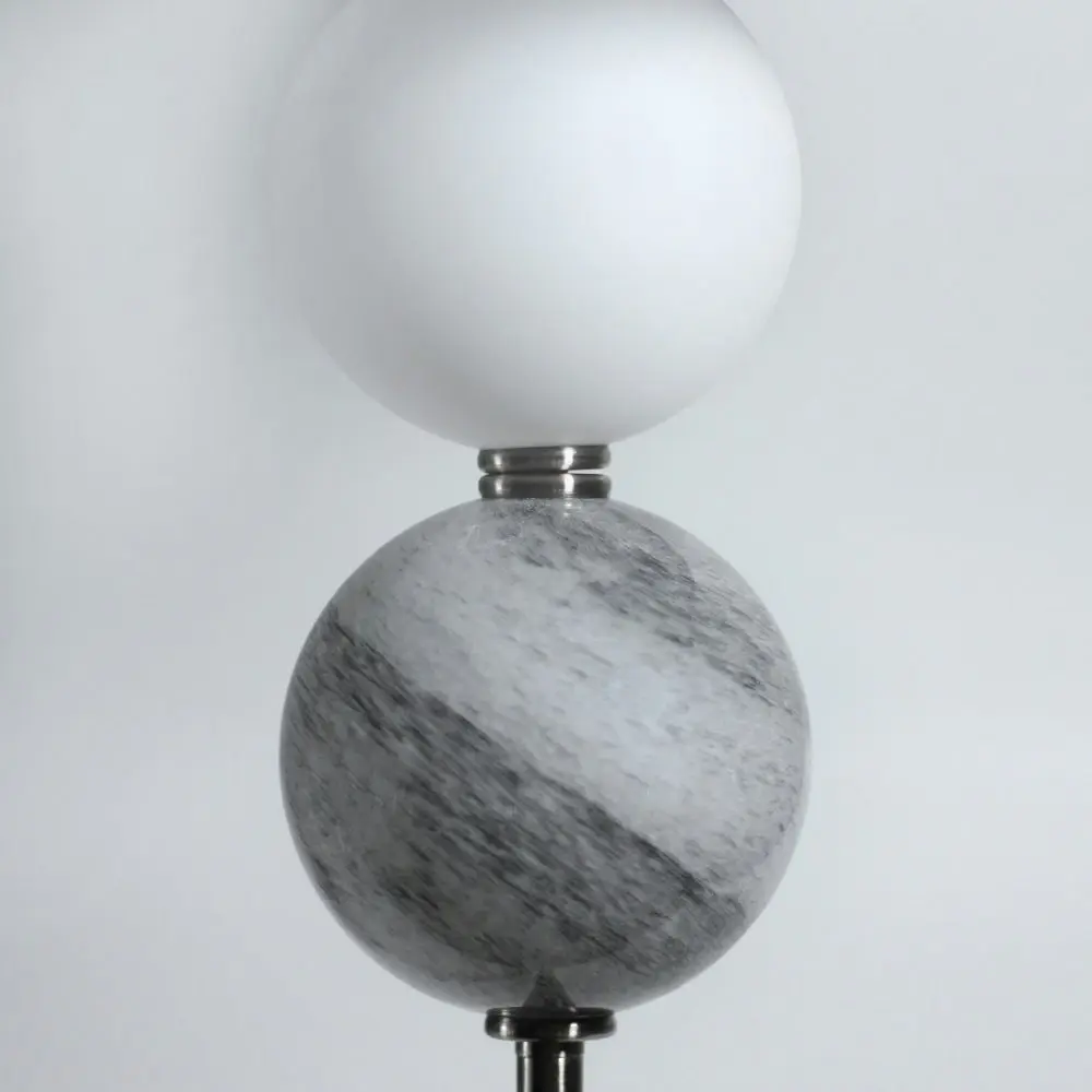 Angie Modern Fabric Shade Orbs Design Metal Floor Lamp Light Pewter