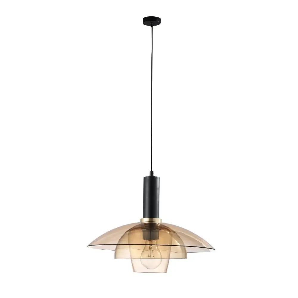 Revivo Modern 3-Inverted Bowl Design Pendant Lamp Light Amber