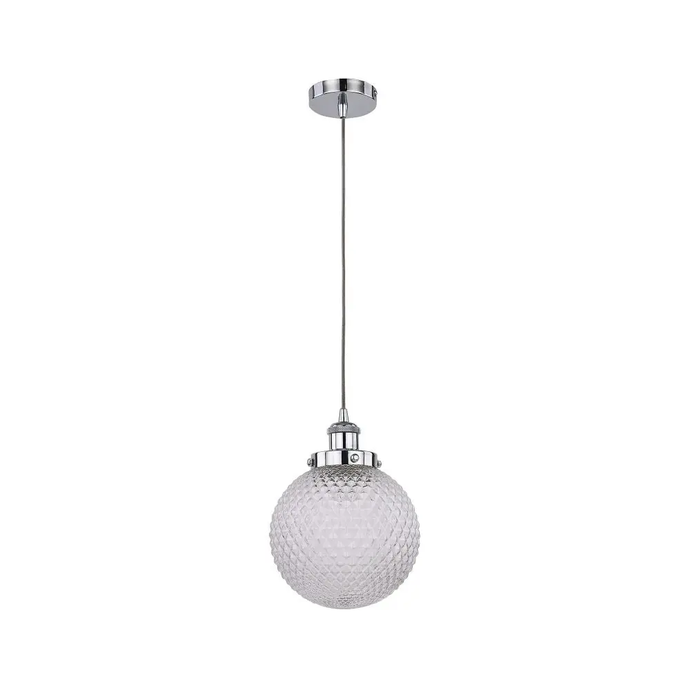 Carly Modern Glass Shade Pendant Lamp Light Large Chrome / Clear