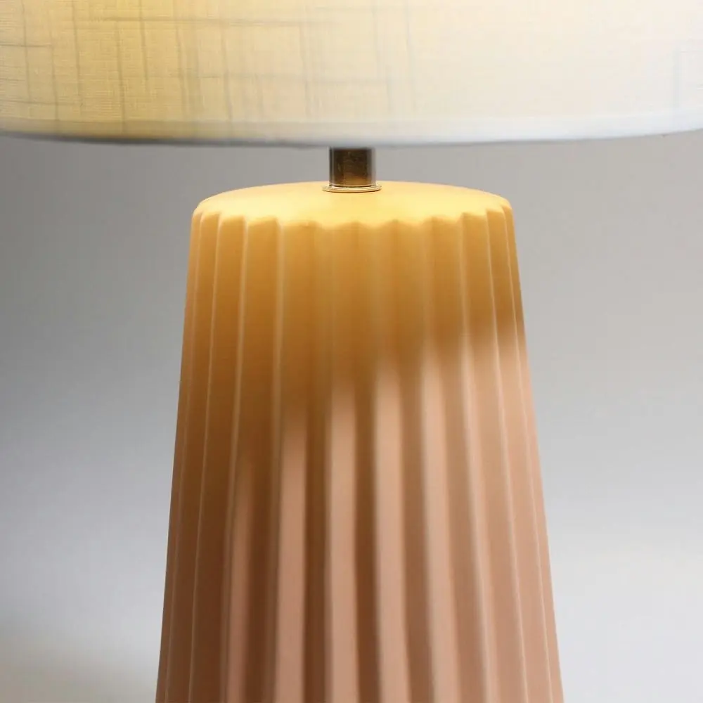 Tina Scandinavian Mid-Century Pink Ceramic Table Lamp Light Linen Shade