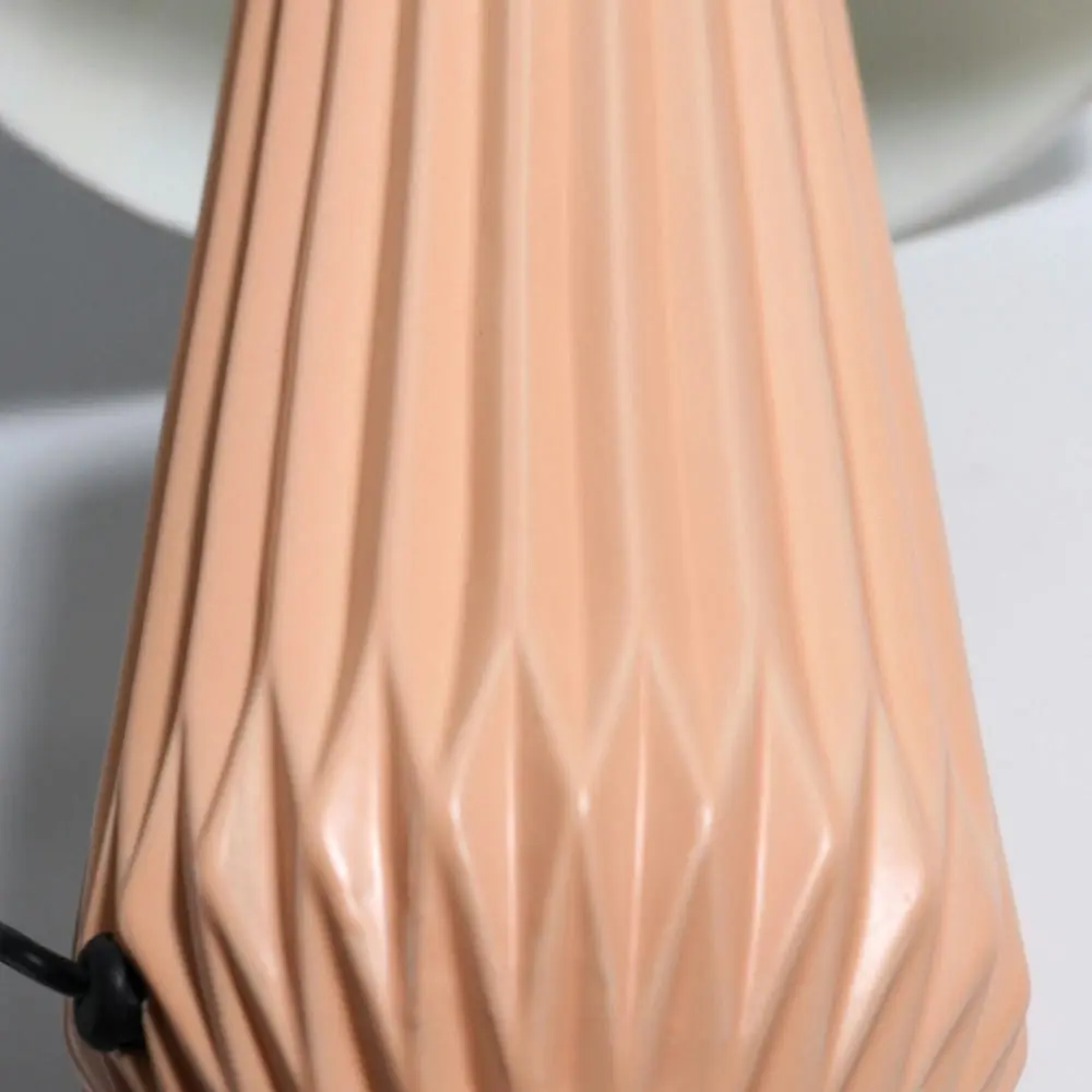 Tina Scandinavian Mid-Century Pink Ceramic Table Lamp Light Linen Shade