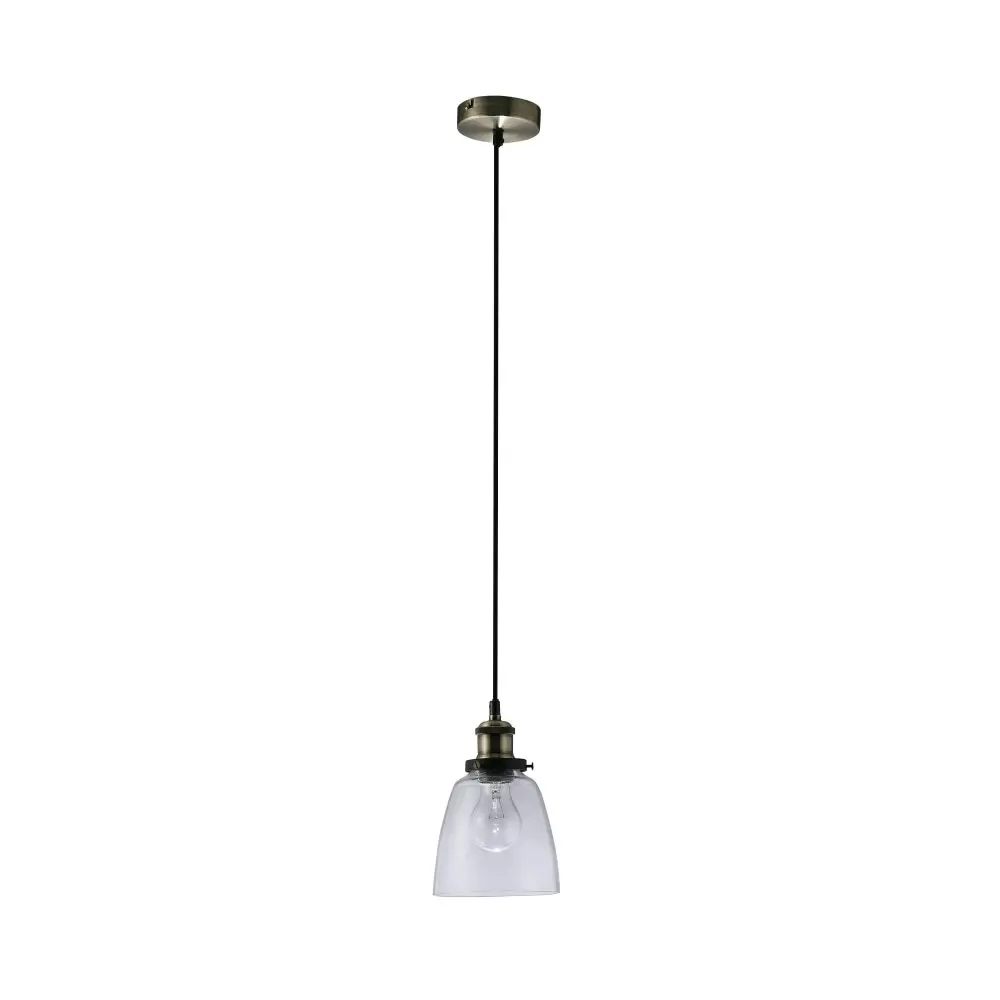 Emma Glass Shade Modern Pendant Lamp Light Antique Brass