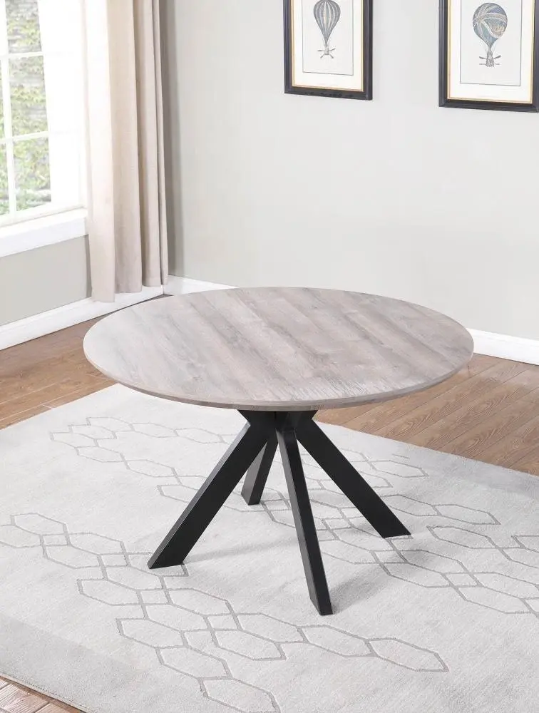 Raimon Furniture Oriel Round Dining Table 120cm - Black Metal Frame - Grey Oak