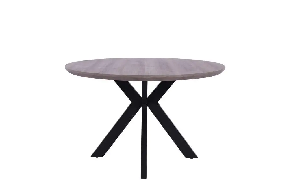 Raimon Furniture Oriel Round Dining Table 120cm - Black Metal Frame - Grey Oak