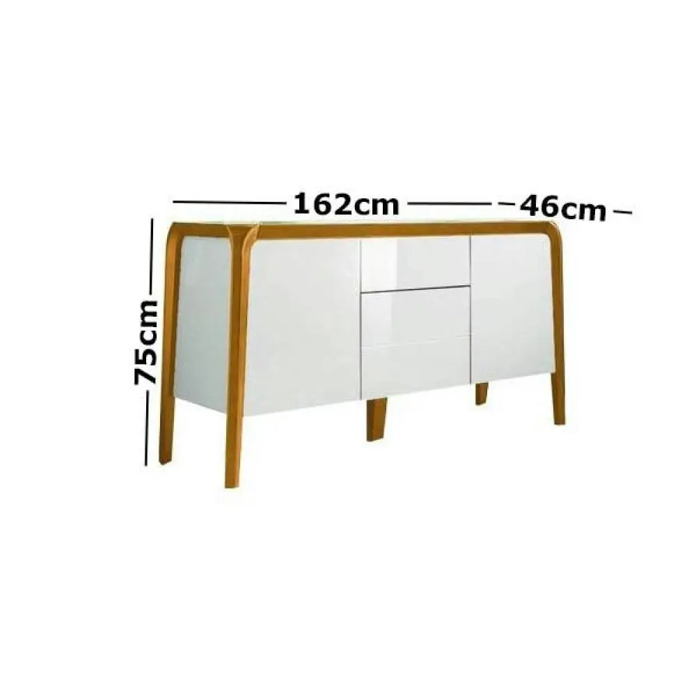 HomeStar Finland Modern Wooden Sideboard Buffet Unit Storage Cabinet - White