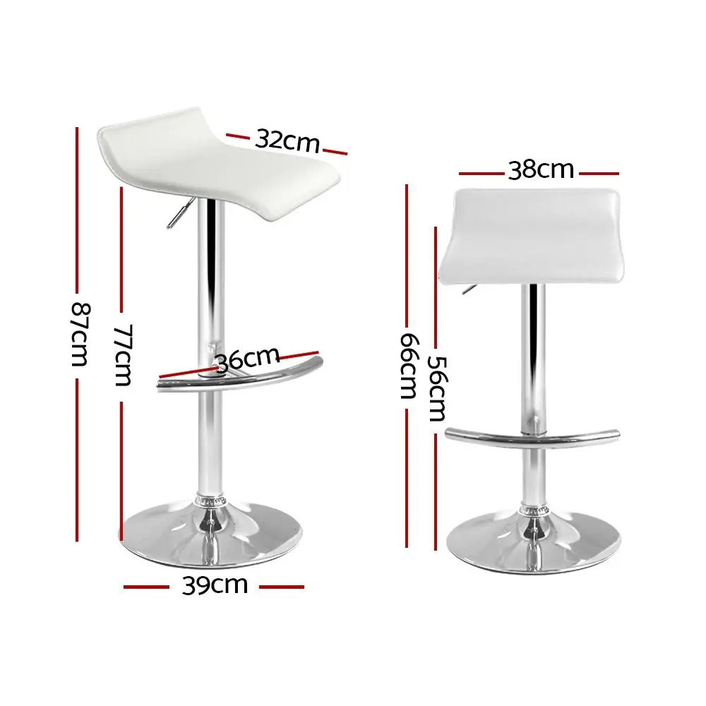 Set of 4 PU Leather Wave Style Bar Stools - White