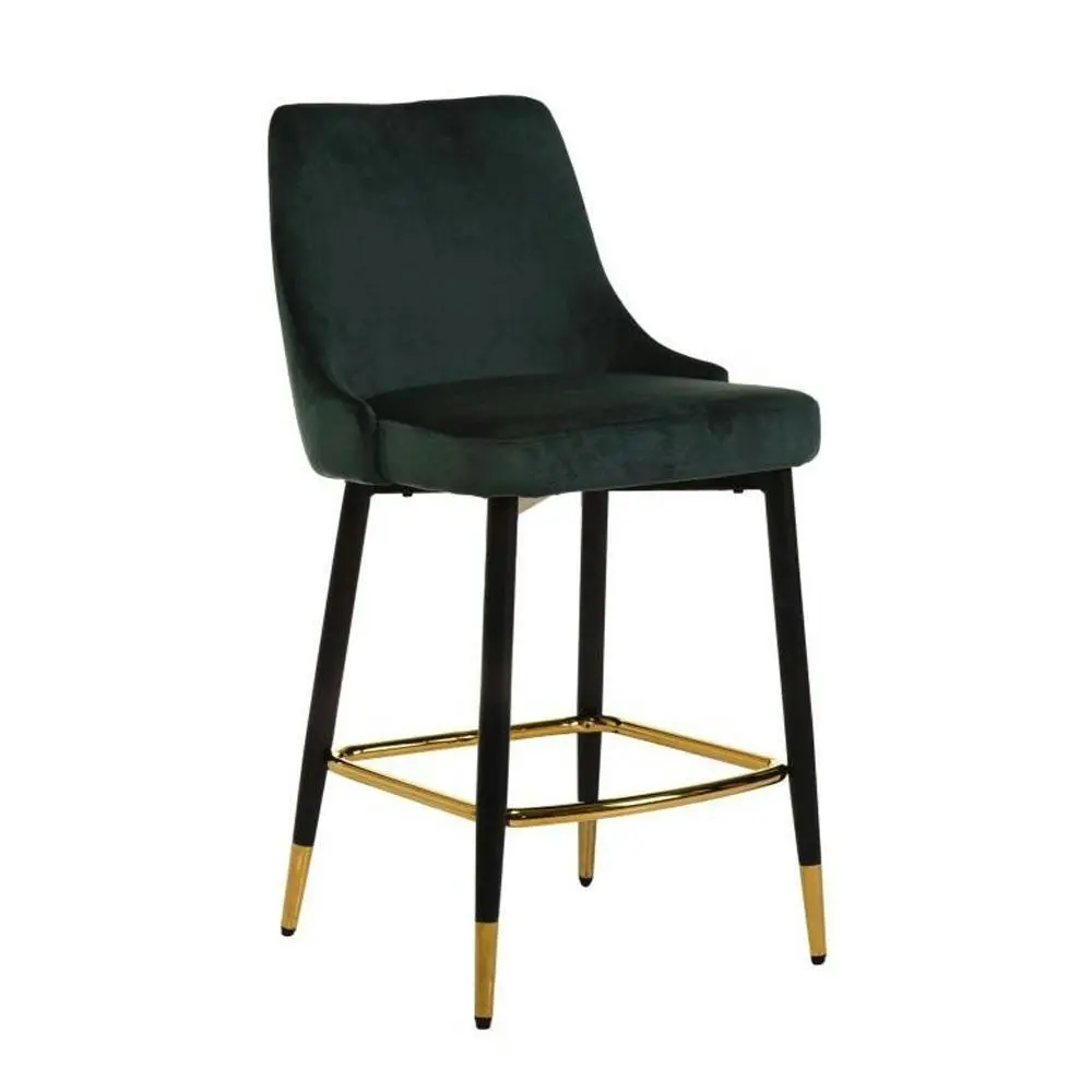 Raimon Furniture Set of 2 Luisa Velvet Fabric Kitchen Counter Bar Stool 63cm - Emerald