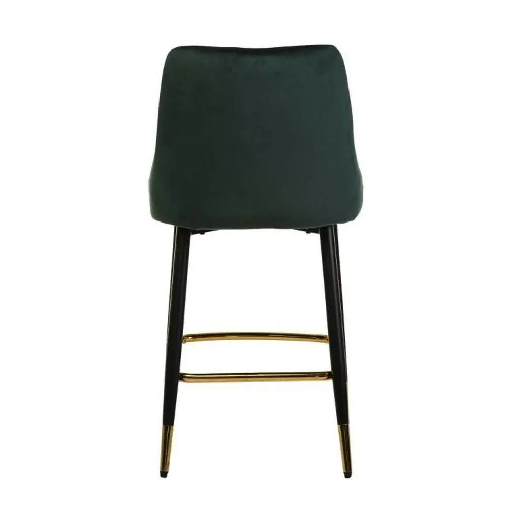 Raimon Furniture Set of 2 Luisa Velvet Fabric Kitchen Counter Bar Stool 63cm - Emerald