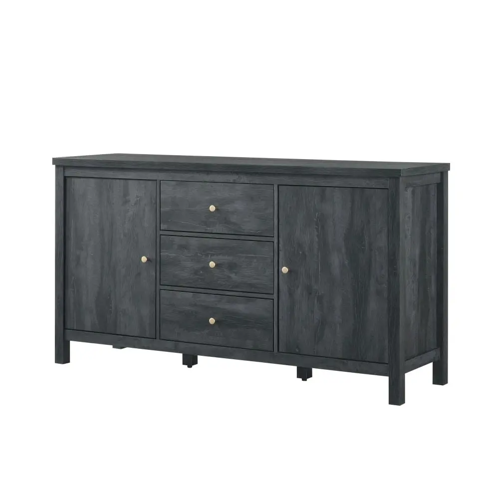 Design Square Waldo Sideboard Buffet Unit Storage Cabinet W/ 2-Doors 3-Drawers - Grey Oak