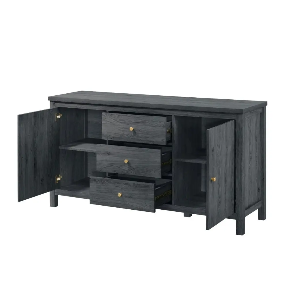 Design Square Waldo Sideboard Buffet Unit Storage Cabinet W/ 2-Doors 3-Drawers - Grey Oak