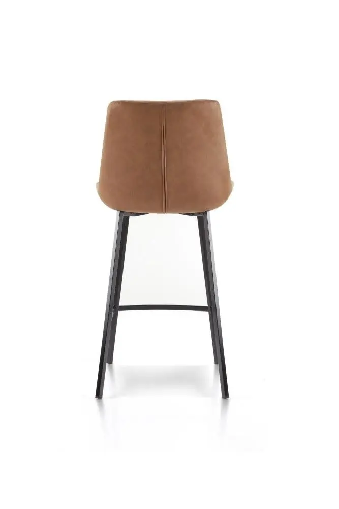 Raimon Furniture Set of 2 Fin Fabric Suede Kitchen Counter Bar Stool Black Metal Legs 66cm - Cognac