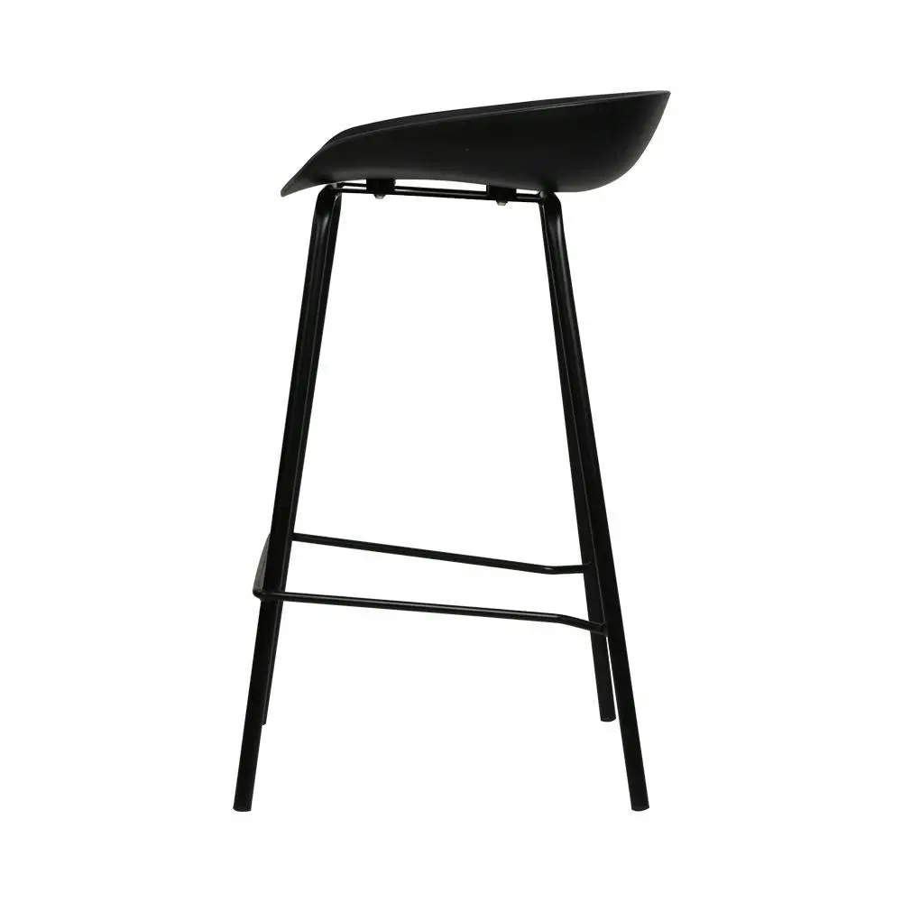 Set of 4 Metal Bar Stools - Black