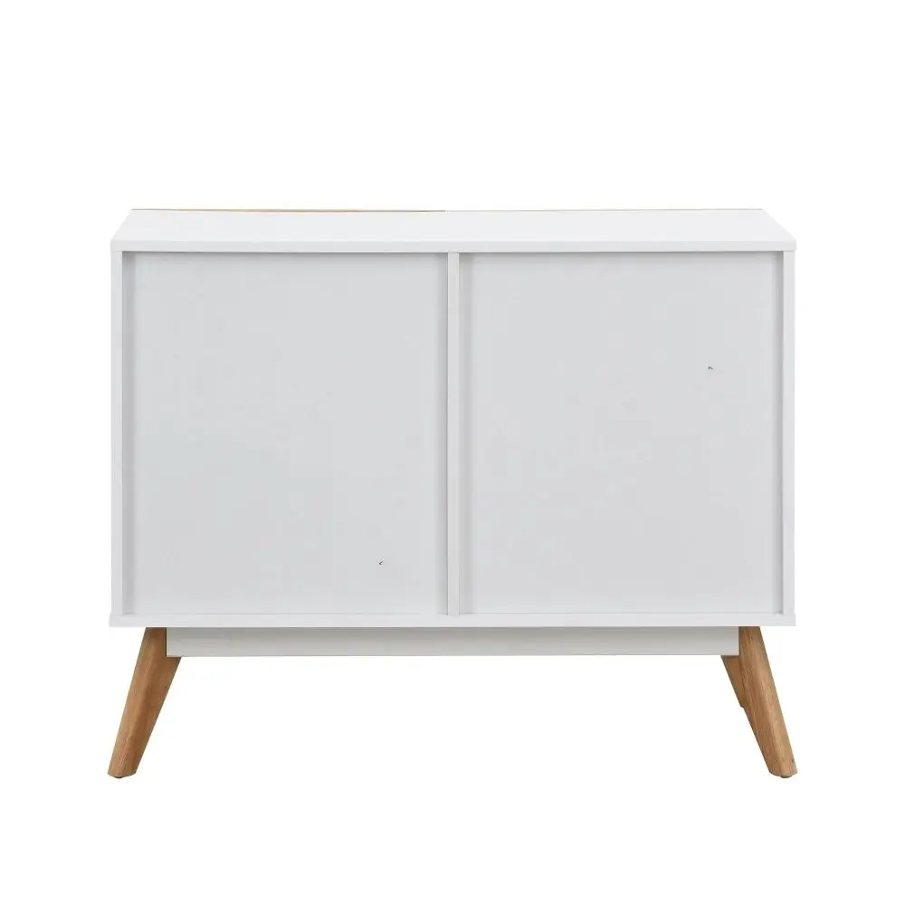 Design Square Autumn Scanvinadian Small Sideboard Buffet Unit Storage Cabinet W/ 2-Doors - White/Oak