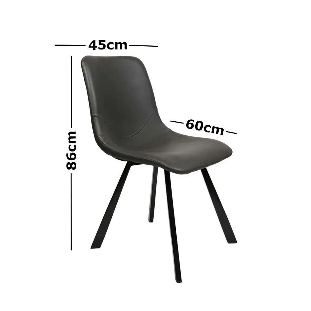 Raimon Furniture Set of 2 Cos Faux Leather Dining Chair - Black Metal Legs - Antique Black