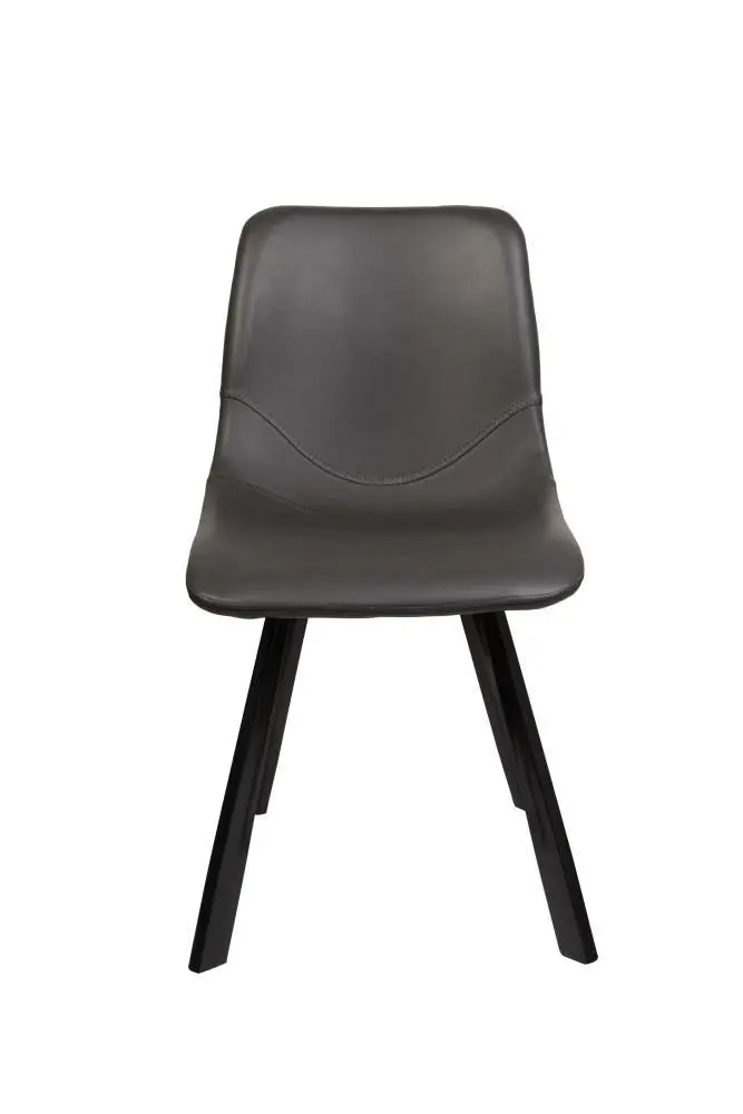 Raimon Furniture Set of 2 Cos Faux Leather Dining Chair - Black Metal Legs - Antique Black