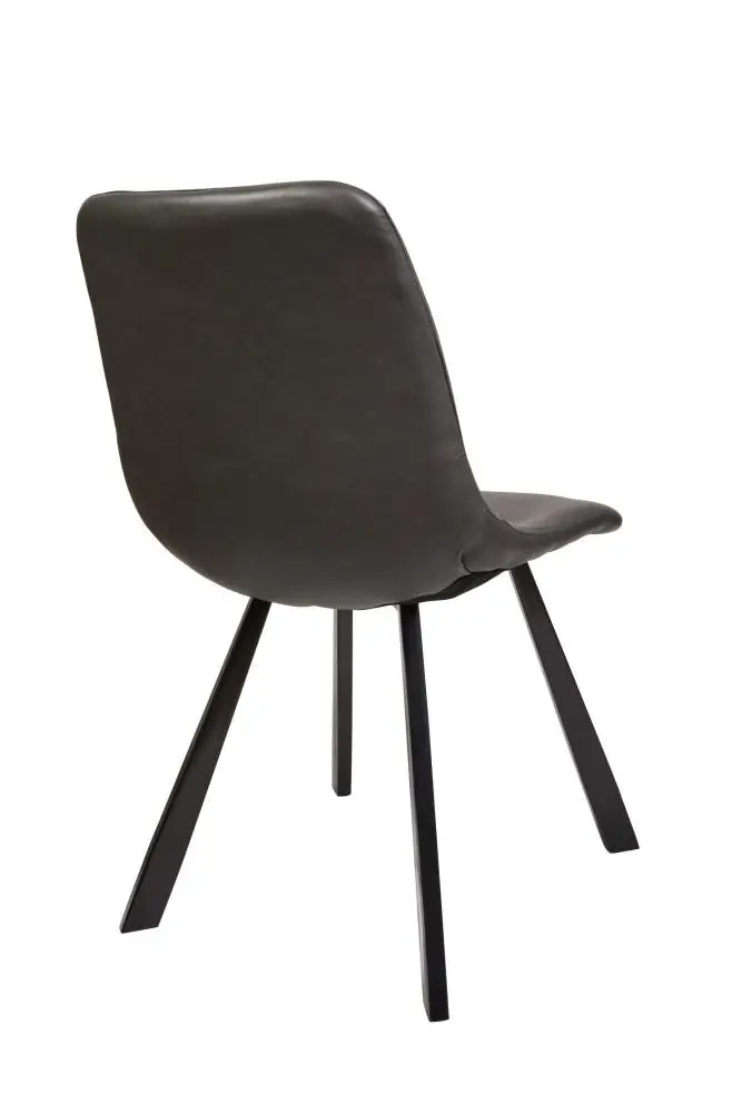 Raimon Furniture Set of 2 Cos Faux Leather Dining Chair Black Metal Legs - Antique Black