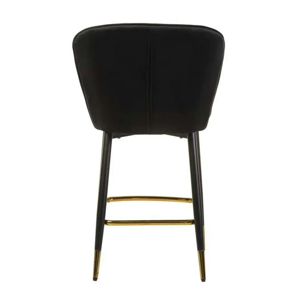 Raimon Furniture Set of 2 Gaia Velvet Fabric Kitchen Counter Bar Stool 63cm - Black