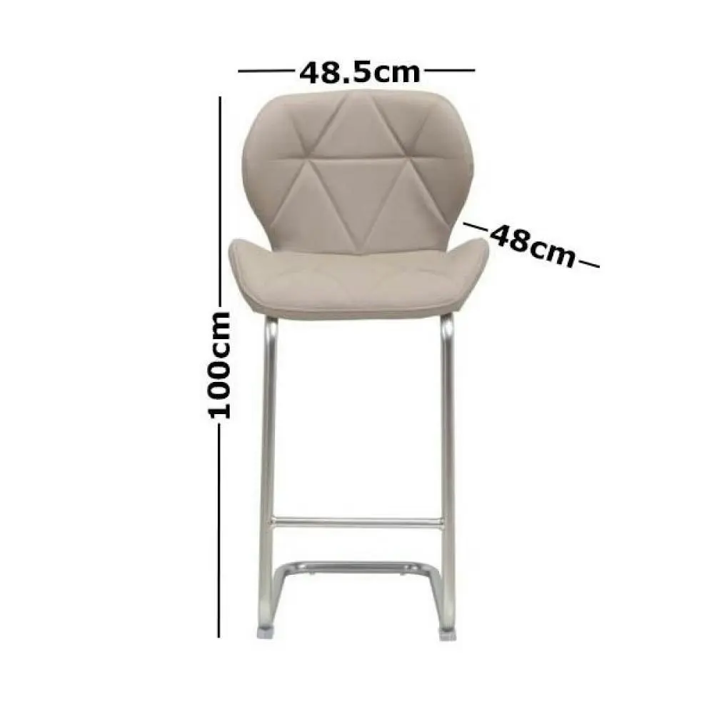 Raimon Furniture Set of 2 Terry Faux Leather Bar Stool 66cm - Brushed Stainless Legs - Cappuccino