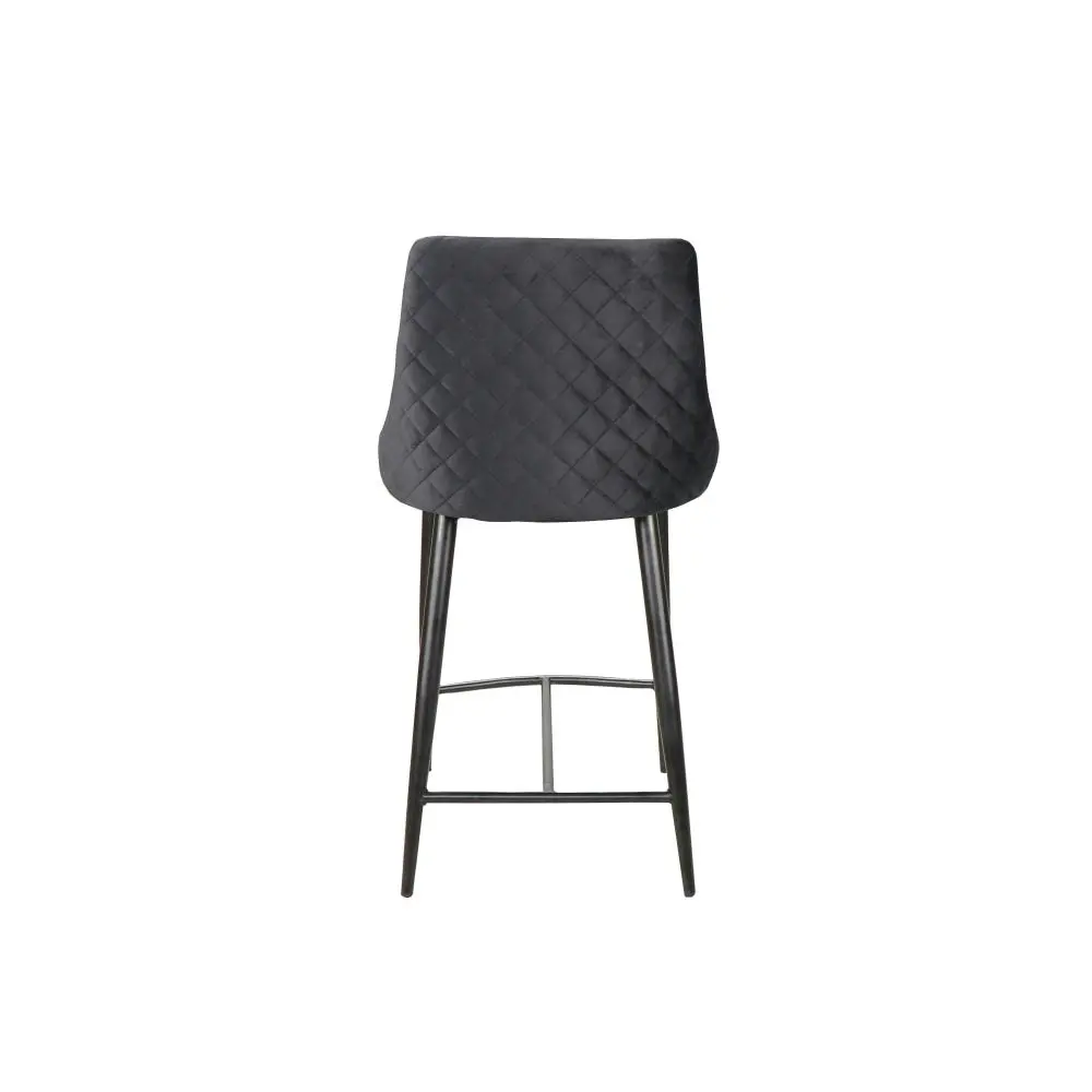 Raimon Furniture Set Of 2 Valor Velvet Fabric Kitchen Counter Bar Stool Metal Legs - Black