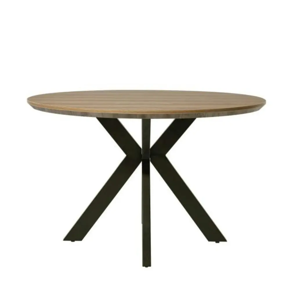 Raimon Furniture Oriel Round Dining Table 120cm - Black Metal Frame - Oak Sonoma