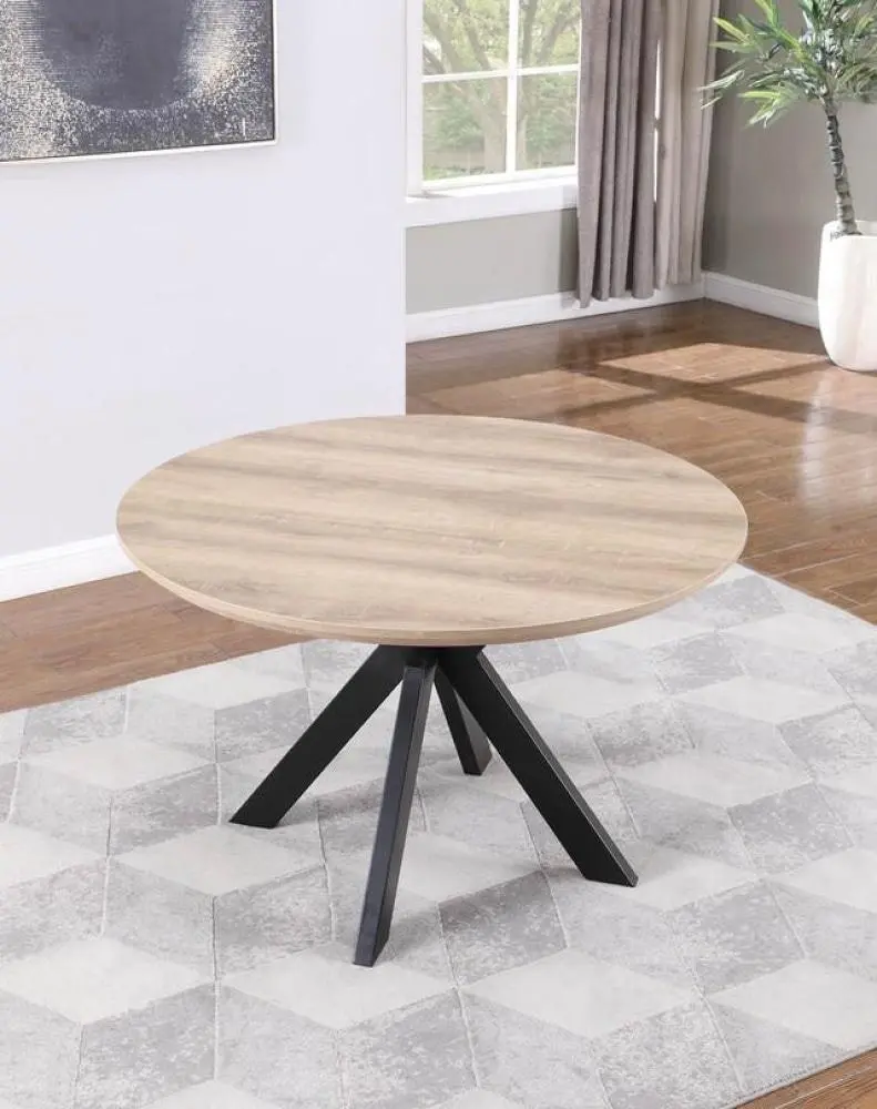 Raimon Furniture Oriel Round Dining Table 120cm - Black Metal Frame - Oak Sonoma