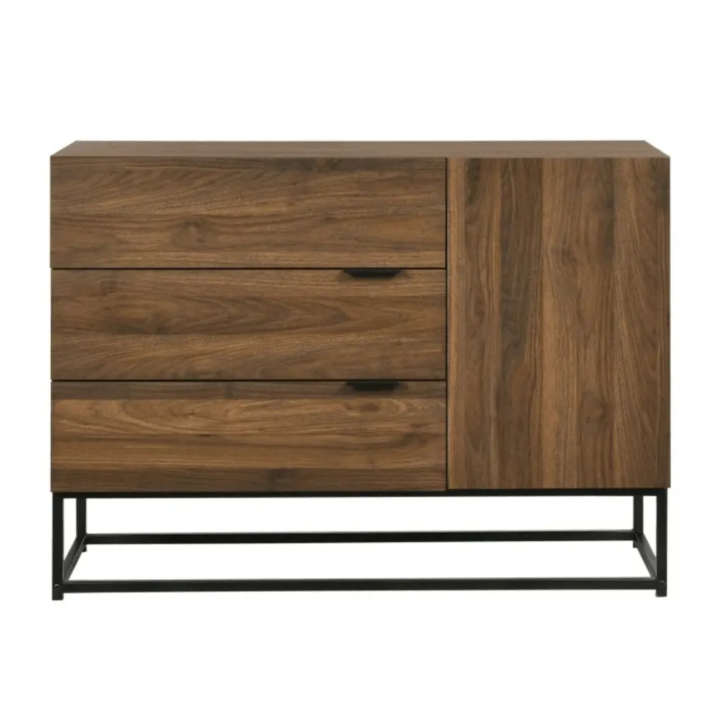 Design Square Allison Sideboard Buffet Unit Storage Cabinet W/ 3-Drawers - Walnut