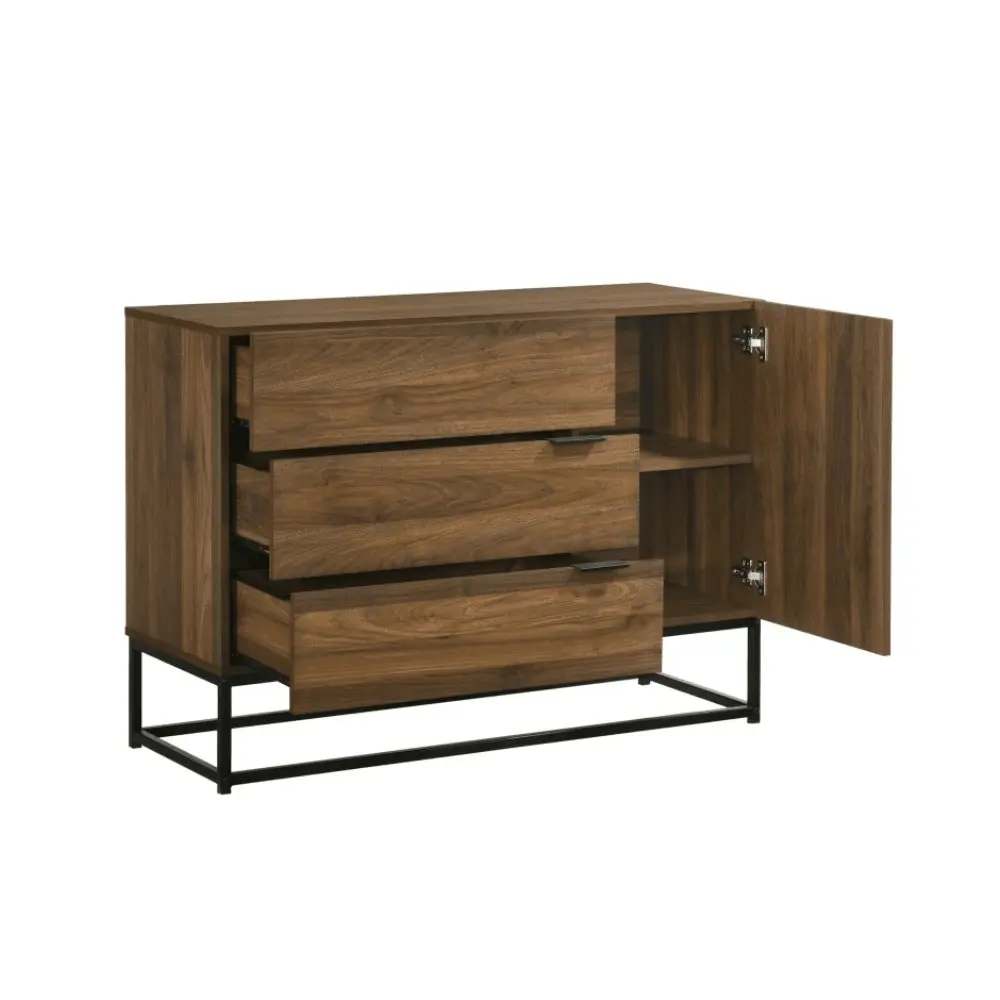 Design Square Allison Sideboard Buffet Unit Storage Cabinet W/ 3-Drawers - Walnut