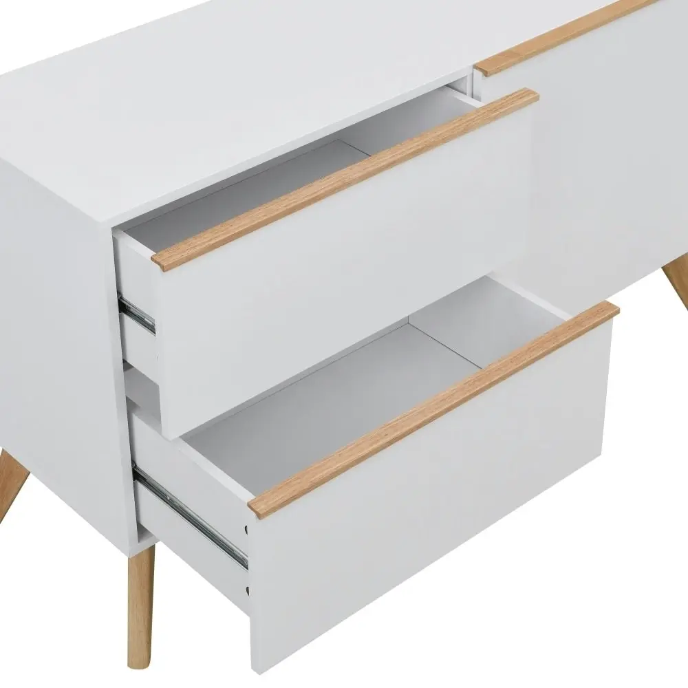 Design Square Autumn Scanvinadian Small Sideboard Buffet Unit Storage Cabinet - White/Oak