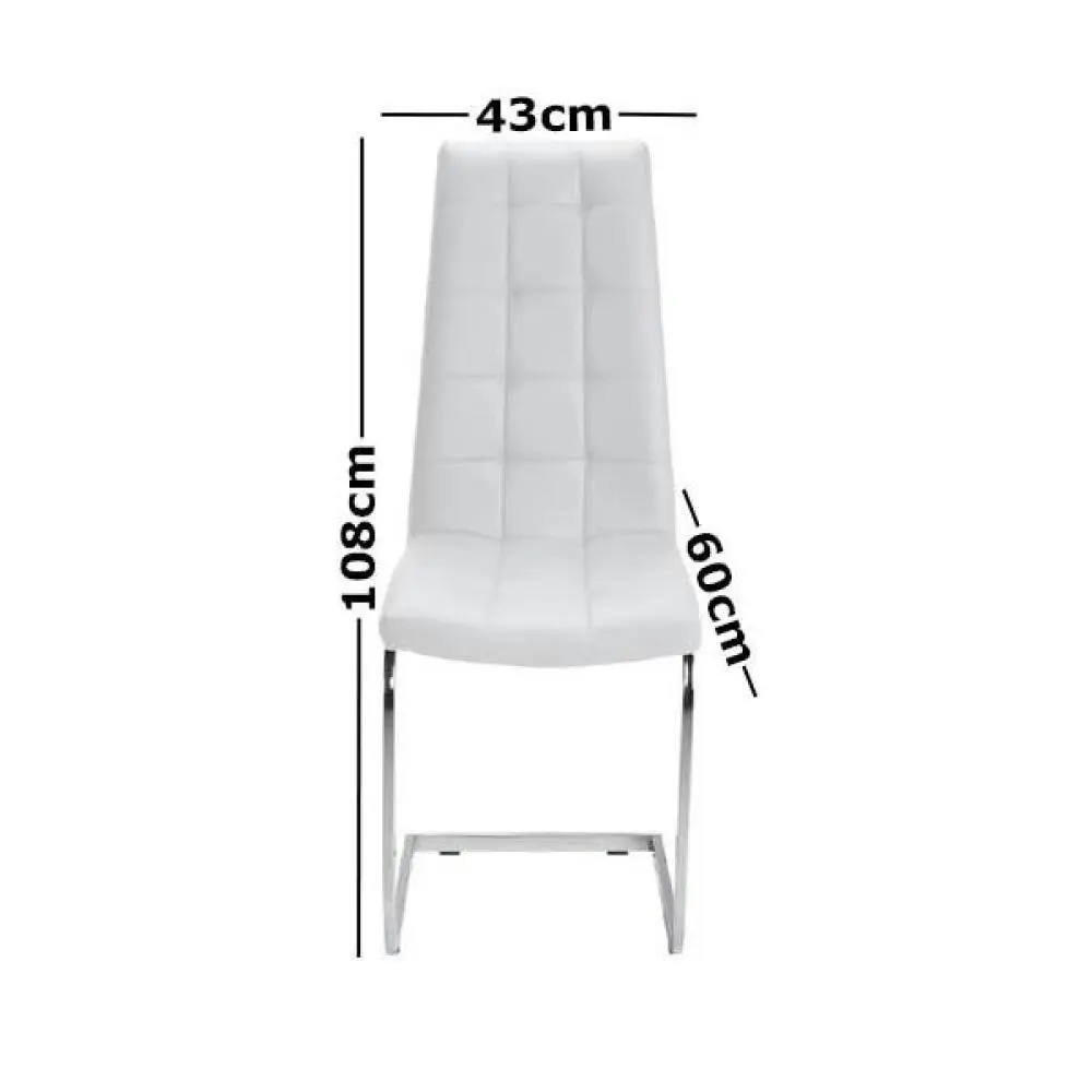 Raimon Furniture Set of 2 Hanson Faux Leather Dining Chair - Chrome Legs - White