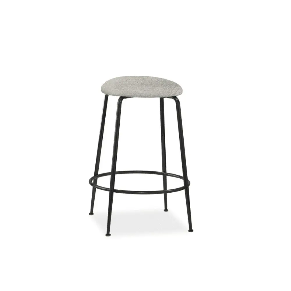 HomeStar Set Of 2 Lida Modern Fabric Kitchen Bar Stool W/ Black Metal Legs - Grey