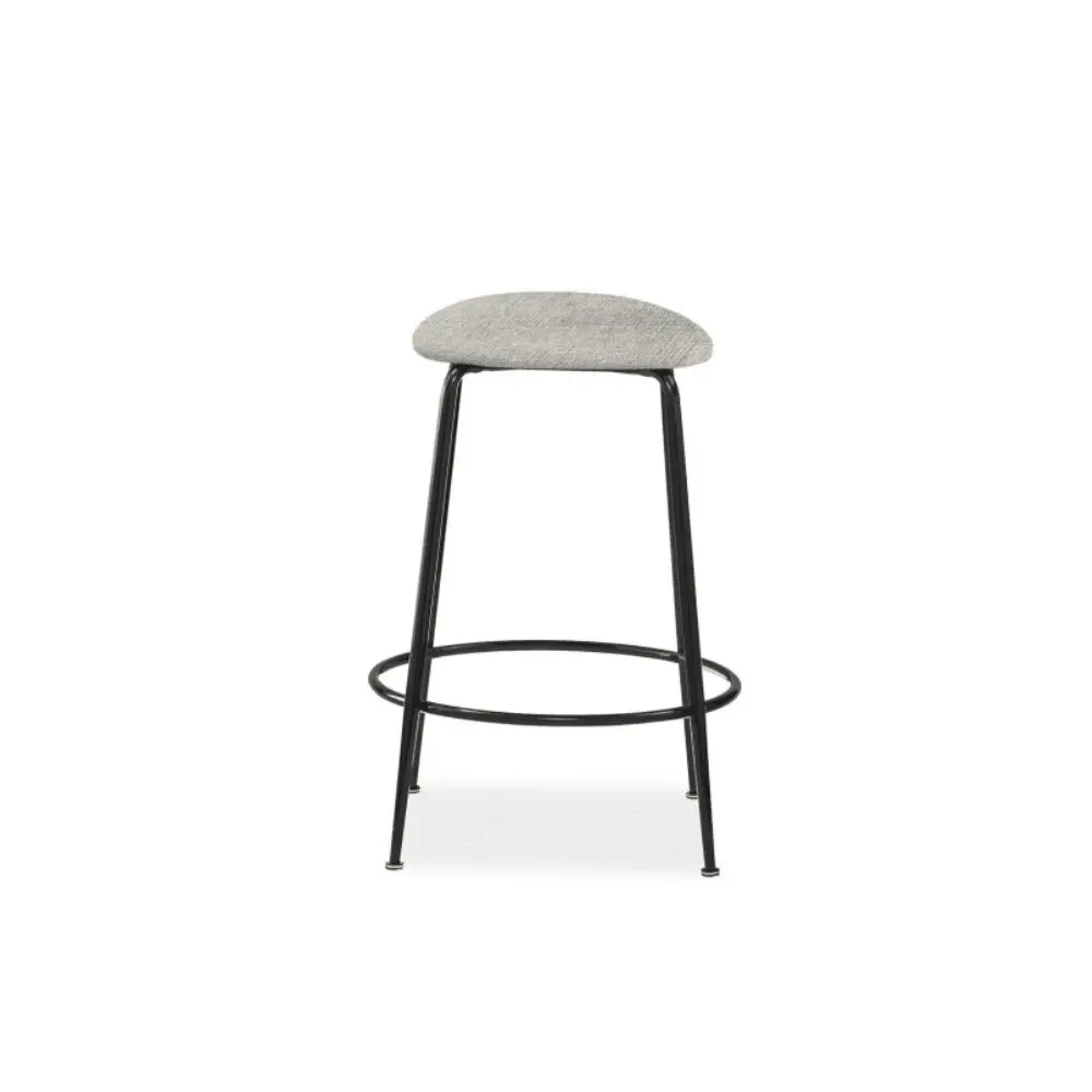 HomeStar Set Of 2 Lida Modern Fabric Kitchen Bar Stool W/ Black Metal Legs - Grey