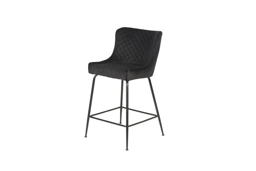 Raimon Furniture Set of 2 Lesley Velvet Fabric Kitchen Counter Bar Stool 66cm - Black