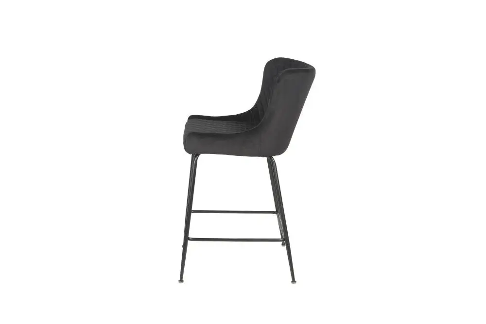 Raimon Furniture Set of 2 Lesley Velvet Fabric Kitchen Counter Bar Stool 66cm - Black