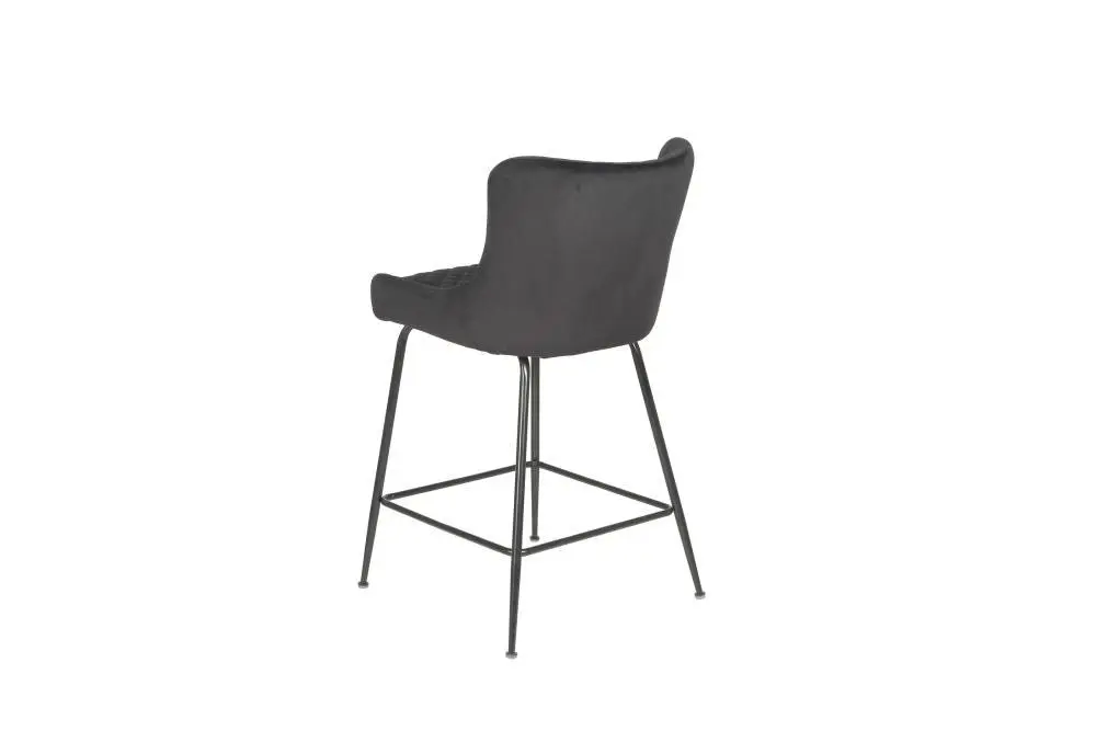 Raimon Furniture Set of 2 Lesley Velvet Fabric Kitchen Counter Bar Stool 66cm - Black