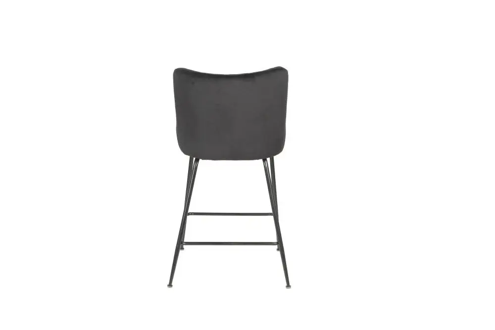 Raimon Furniture Set of 2 Lesley Velvet Fabric Kitchen Counter Bar Stool 66cm - Black