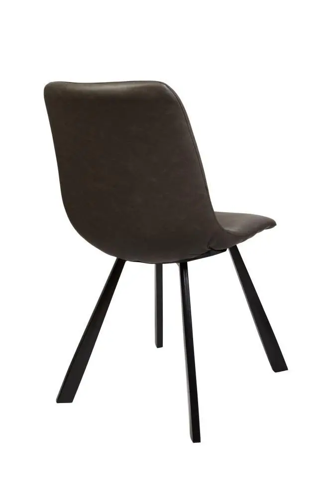 Raimon Furniture Set of 2 Cos Faux Leather Dining Chair - Black Metal Legs - Antique Grey